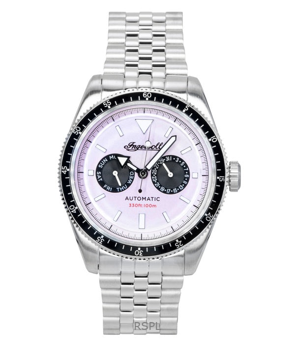 Ingersoll Outlaw rostfritt stål rosa urtavla automatisk I17201 herrklocka