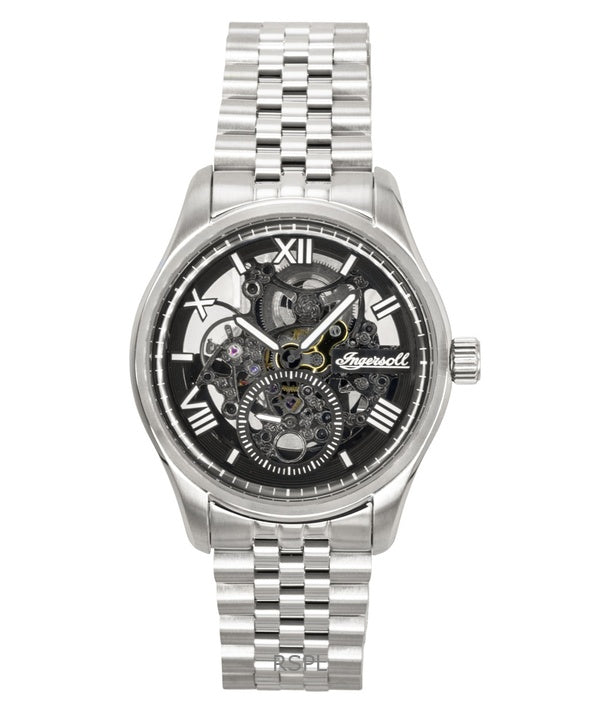 Ingersoll The Maverick rostfritt stål svart skelett urtavla automatisk I17403 herrklocka