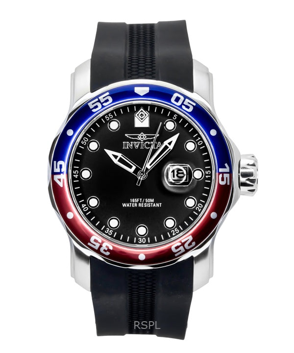 Invicta Pro Diver silikonarmband svart urtavla Pepsi-bezel kvarts 45735 200M herrklocka