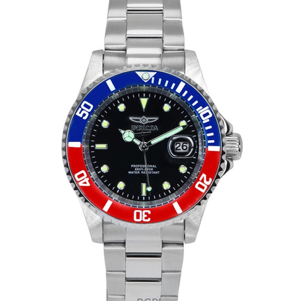 Invicta Pro Diver rostfritt stål svart urtavla Pepsi Bezel Quartz 47354 200M herrklocka