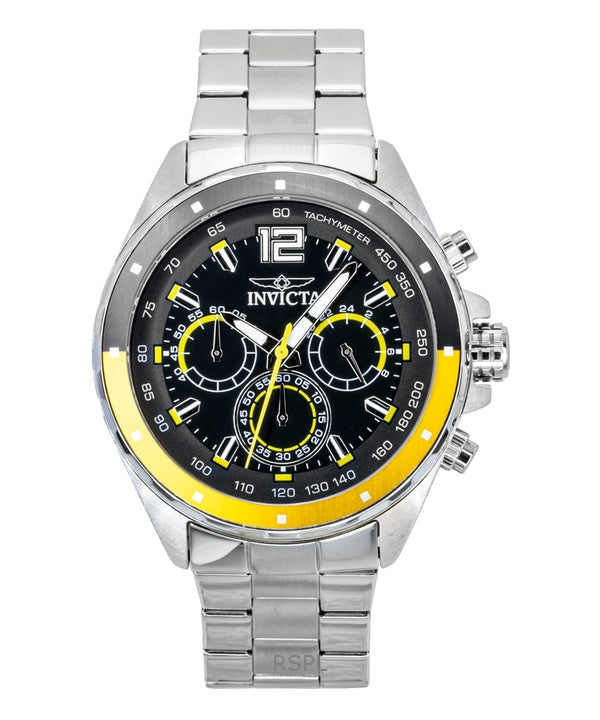 Invicta Speedway Chronograph GMT rostfritt stål svart urtavla kvarts 49365 herrklocka