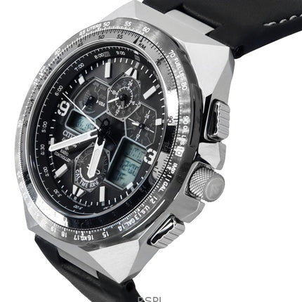 Citizen Promaster Skyhawk AT Läderrem Black Dial Eco-Drive Diver&#39;s JY8149-05E 200M herrklocka