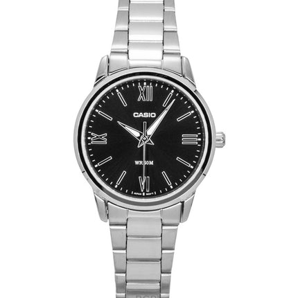 Casio analog rostfritt stål svart urtavla kvarts LTP-1303DD-1AV damklocka