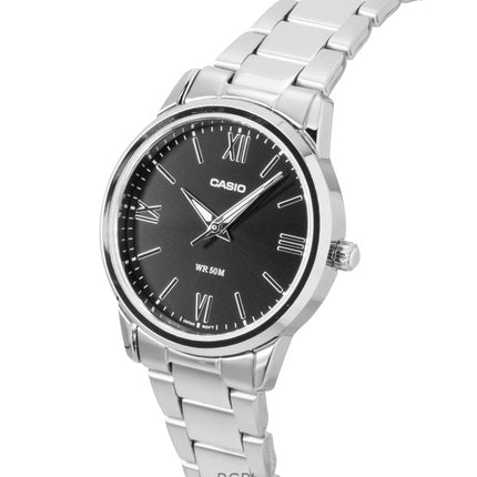 Casio analog rostfritt stål svart urtavla kvarts LTP-1303DD-1AV damklocka
