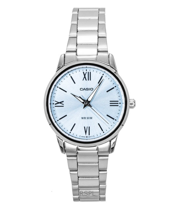 Casio analog rostfritt stål mintblå urtavla kvarts LTP-1303DD-2AV damklocka