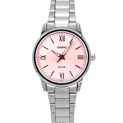 Casio analog rostfritt stål rosa urtavla kvarts LTP-1303DD-4AV damklocka