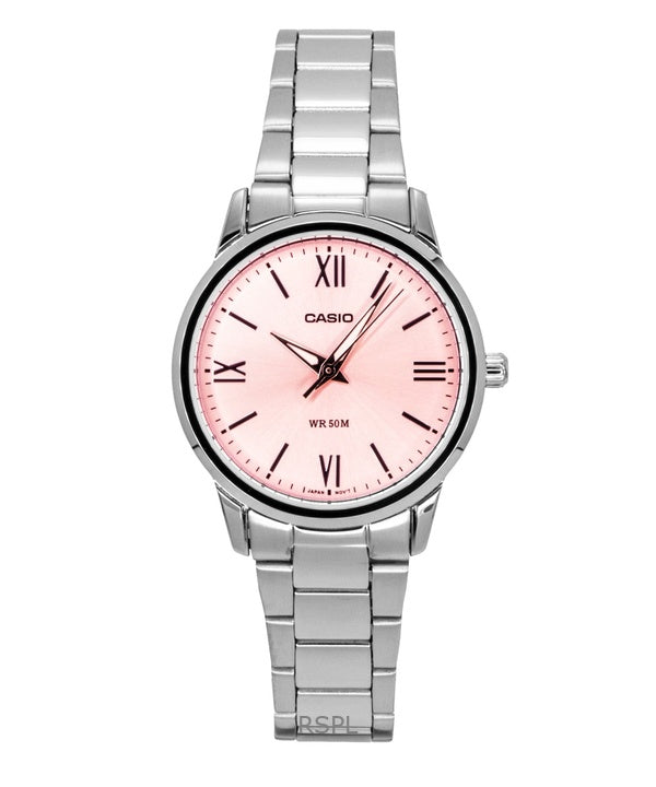 Casio analog rostfritt stål rosa urtavla kvarts LTP-1303DD-4AV damklocka