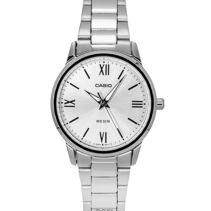 Casio analog rostfritt stål silverfärgad urtavla kvarts LTP-1303DD-7AV damklocka