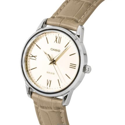 Casio analog läderrem guldfärgad urtavla kvarts LTP-1303LL-7AV damklocka
