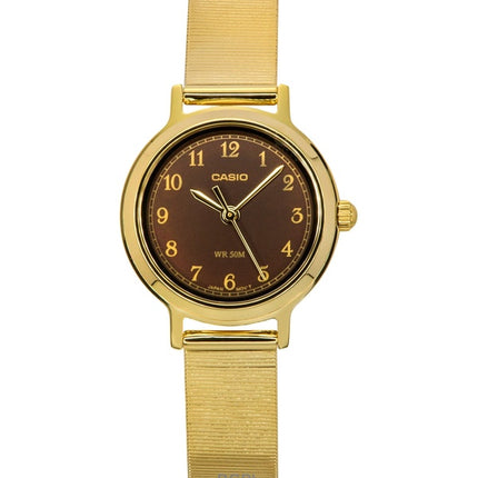 Casio Standard Analog Gold Tone Rostfritt stål Brun Urtavla Quartz LTP-B170G-5BV Damklocka