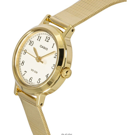 Casio Standard Analog Gold Tone Rostfritt Stål Cream Urtavla Quartz LTP-B170G-9BV Damklocka