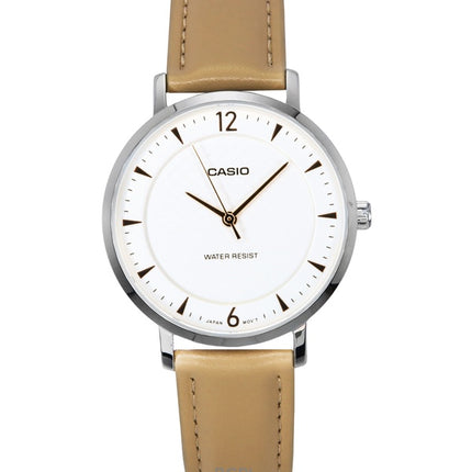 Casio Standard Analog Läderrem Cream Urtavla Quartz LTP-VT04L-7A1 Damklocka