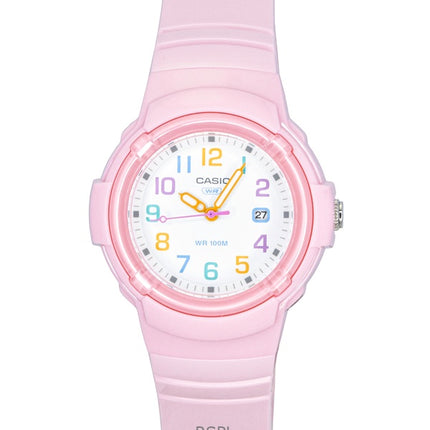 Casio analog biobaserad hartsrem vit urtavla kvarts LX-800H-4AV 100M damklocka
