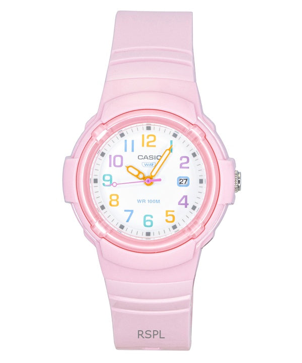 Casio analog biobaserad hartsrem vit urtavla kvarts LX-800H-4AV 100M damklocka