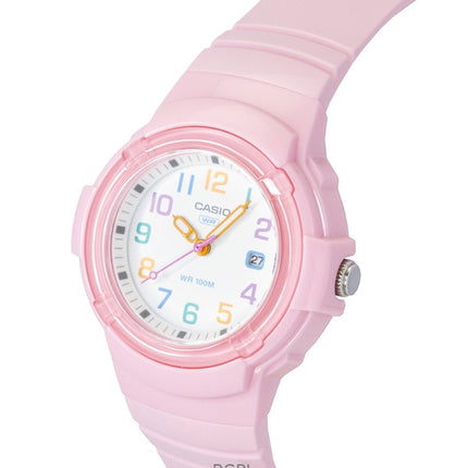 Casio analog biobaserad hartsrem vit urtavla kvarts LX-800H-4AV 100M damklocka