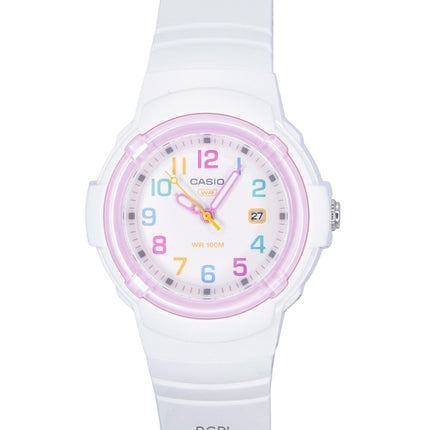 Casio analog biobaserad hartsrem vit urtavla kvarts LX-800H-7A1V 100M damklocka