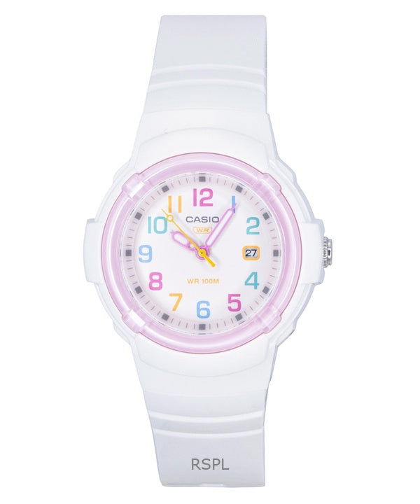 Casio analog biobaserad hartsrem vit urtavla kvarts LX-800H-7A1V 100M damklocka