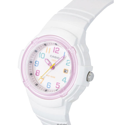 Casio analog biobaserad hartsrem vit urtavla kvarts LX-800H-7A1V 100M damklocka