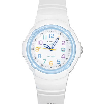 Casio analog biobaserad hartsrem vit urtavla kvarts LX-800H-7A2V 100M damklocka