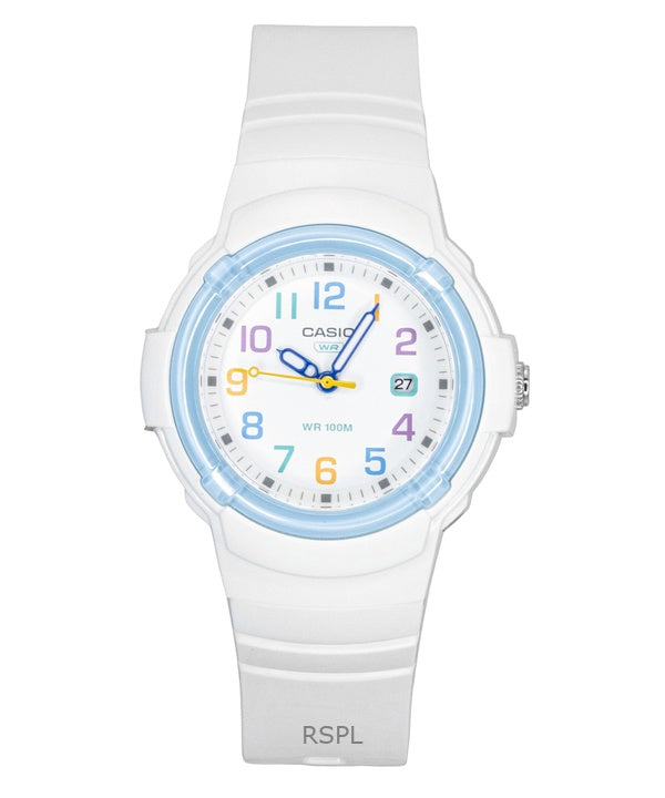 Casio analog biobaserad hartsrem vit urtavla kvarts LX-800H-7A2V 100M damklocka