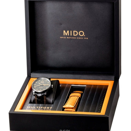 Mido Multifort Special Edition Herrklocka med Läderarmband, Svart Urtavla, Automatisk M005.430.36.051.80 100M, Extra Armband