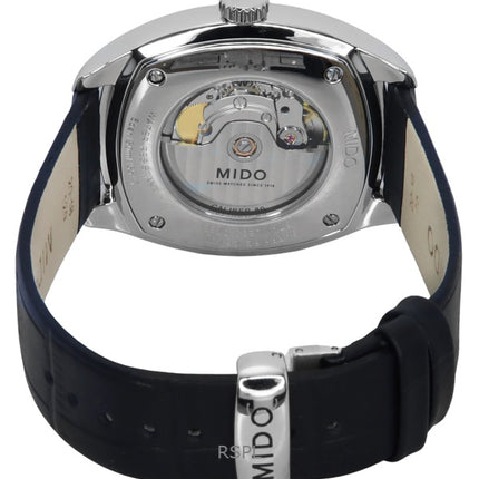 Mido Belluna Royal Gent svart läderarmband blå urtavla automatisk M024.507.16.041.00 herrklocka