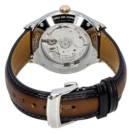 Baume &amp; Mercier Clifton läderarmband brun urtavla automatisk M0A10713 herrklocka