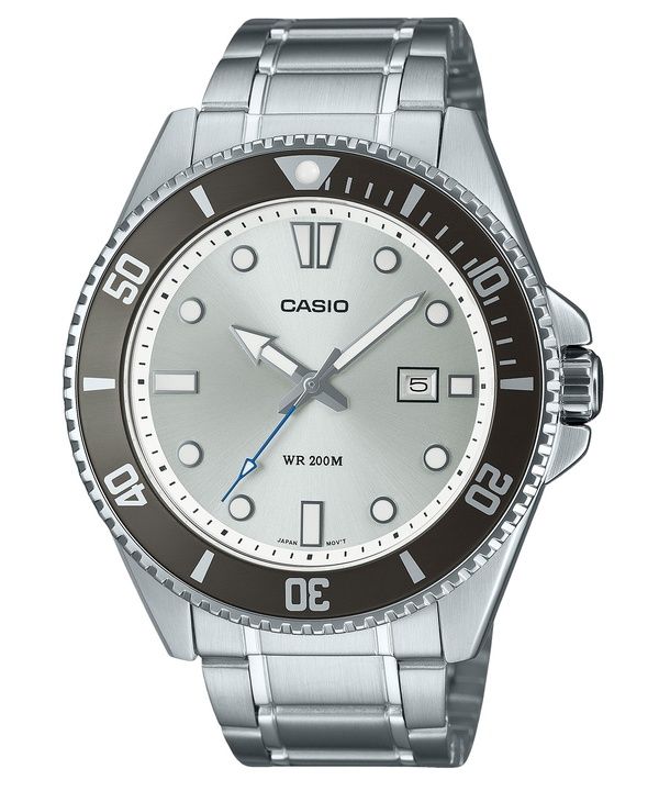 Casio Standard Analog Rostfritt Stål Silver Urtavla Quartz MDV-107D-7AV 200M Herrklocka
