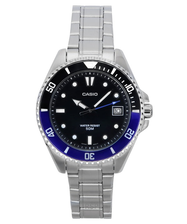 Reloj Casio MDV-10D-1A2 analÃ³gico estÃ¡ndar de acero inoxidable con esfera negra y cuarzo para hombre