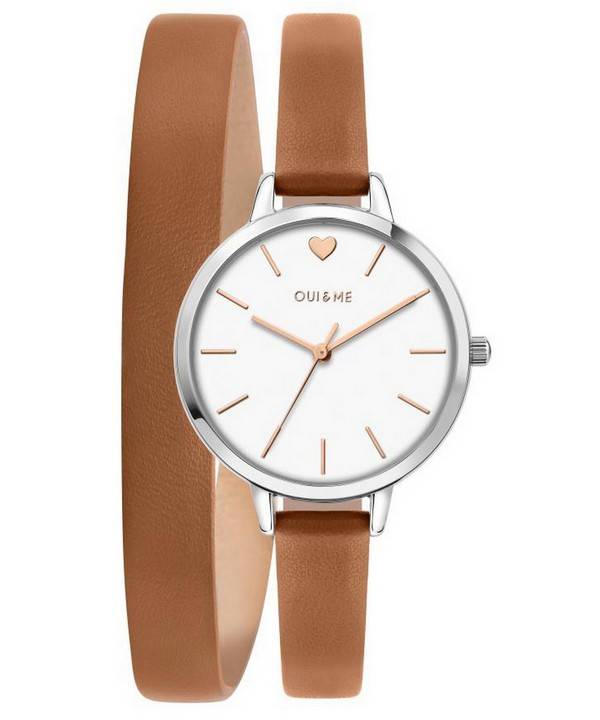Oui &amp, Me Petite Amourette White Dial LÃ¤derrem Quartz ME010005 Damklocka