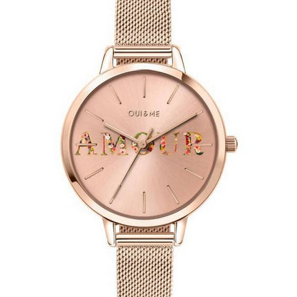 Oui &amp, Me Fleurette Rose Gold Tone rostfritt stÃ¥l Quartz ME010043 Damklocka