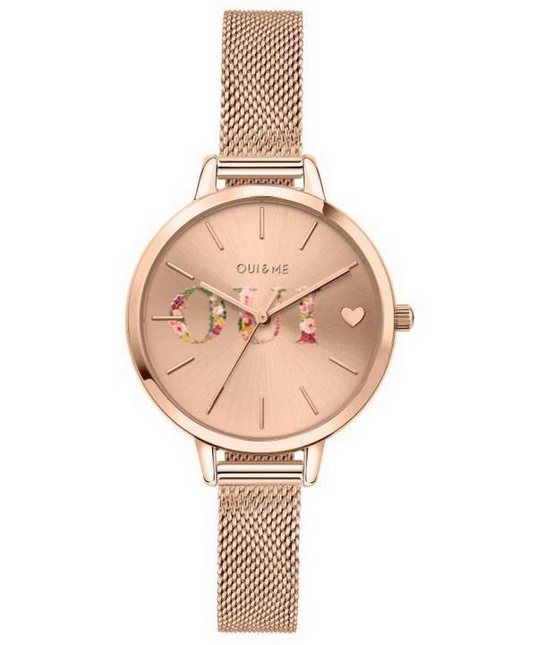 Oui &amp, Me Petite Fleurette Rose Gold Tone Rostfritt stÃ¥l Quartz ME010044 Damklocka