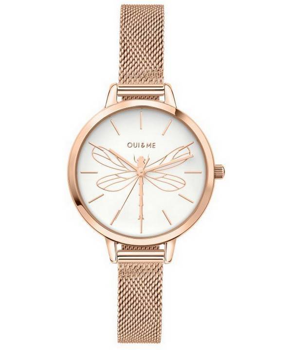 Oui &amp, Me Petite Amourette Vit Urtavla Rose Gold Tone Rostfritt stÃ¥l Kvarts ME010046 Damklocka