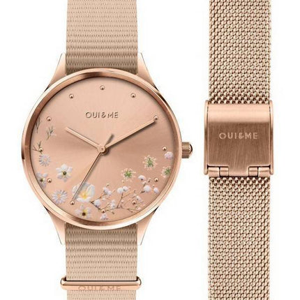 Oui & Me Petite Bichette Rose Gold Sunray Urtavla Nylonarmband Quartz ME010174 Damklocka