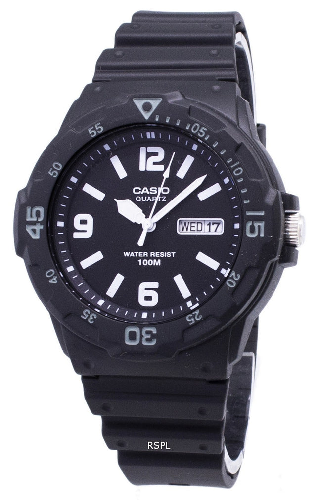 Casio Quartz Analog 100M svart hartsrem MRW-200H-1B2VDF MRW200H-1B2VDF Herrklocka