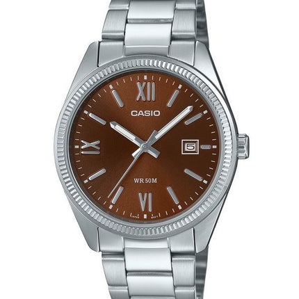Casio Standard Analog Jon Pläterad Rostfritt Stål Brun Urtavla Quartz MTP-1302DD-5AV Herrklocka