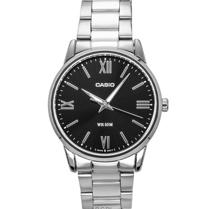 Casio analog rostfritt stål svart urtavla kvarts MTP-1303DD-1AV herrklocka