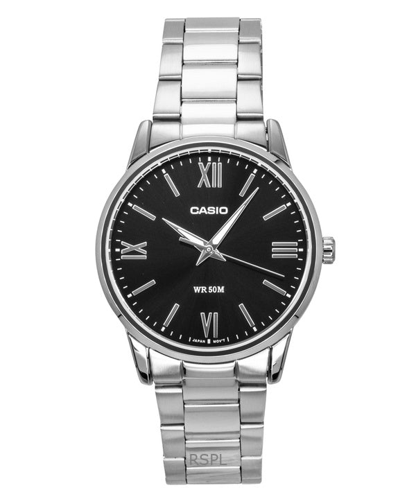 Casio analog rostfritt stål svart urtavla kvarts MTP-1303DD-1AV herrklocka
