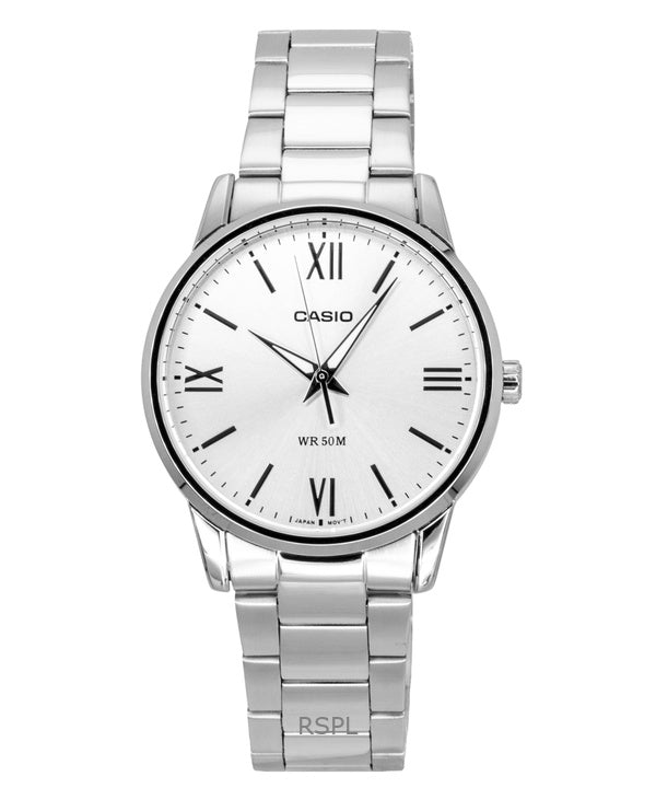 Casio analog rostfritt stål silverfärgad urtavla kvarts MTP-1303DD-7AV herrklocka