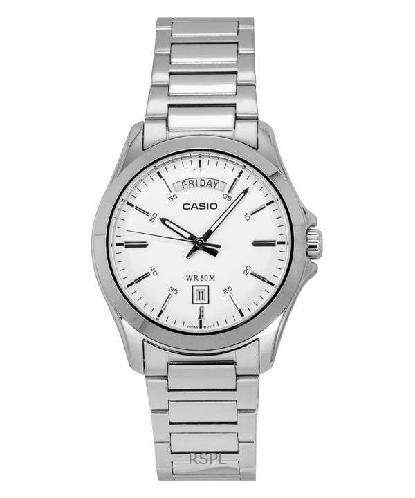 Casio Standard Analog Rostfritt Stål Vit Urtavla Quartz MTP-1370D-7A3V Herrklocka