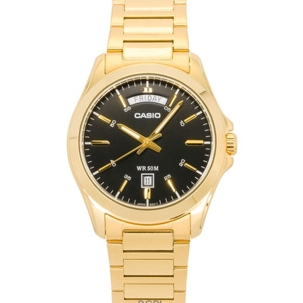 Casio Standard Analog Guldton Rostfritt Stål Svart Urtavla Quartz MTP-1370G-1AV Herrklocka