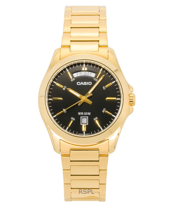 Casio Standard Analog Guldton Rostfritt Stål Svart Urtavla Quartz MTP-1370G-1AV Herrklocka