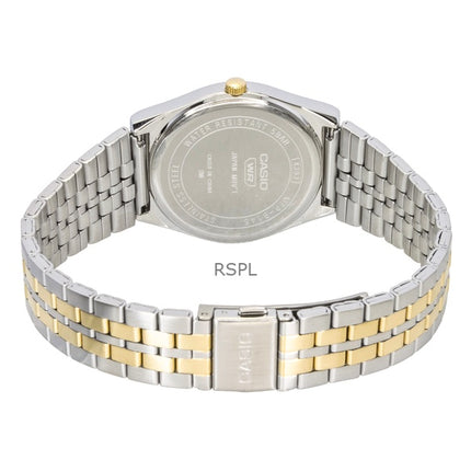 Casio analog tvåfärgad rostfritt stål svart urtavla kvarts MTP-B145SG-1AV herrklocka