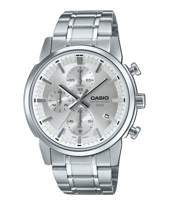 Casio Standard Analog Chronograph Rostfritt stål Silver Urtavla Quartz MTP-E510D-7AV herrklocka