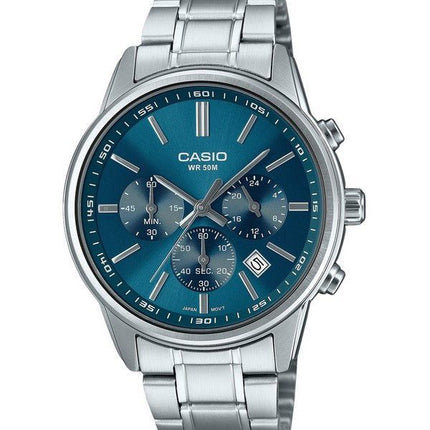 Casio Standard Analog Chronograph Rostfritt stål Blå Urtavla Quartz MTP-E515D-2A1V Herrklocka