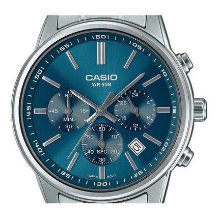 Casio Standard Analog Chronograph Rostfritt stål Blå Urtavla Quartz MTP-E515D-2A1V Herrklocka