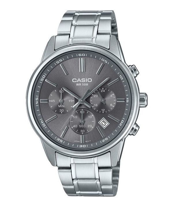 Casio Standard Analog Chronograph Rostfritt stål Grå Urtavla Quartz MTP-E515D-8AV herrklocka