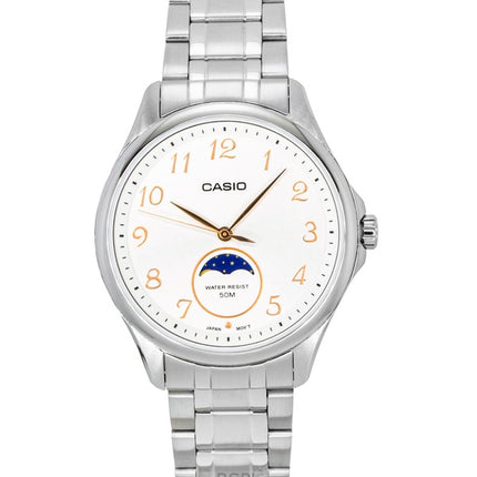 Casio Standard Analog Månfas Rostfritt Stål Vit Urtavla Quartz MTP-M110D-7AV Herrklocka