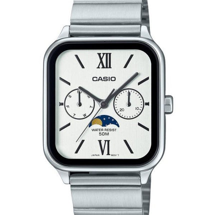 Casio Standard Analog Månfas Rostfritt Stål Vit Urtavla Quartz MTP-M305D-7A2V Herrklocka