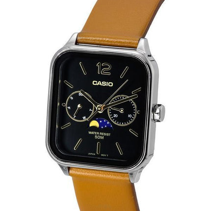 Casio Standard Analog Moon Phase Läderrem Svart Urtavla Quartz MTP-M305L-1A Herrklocka